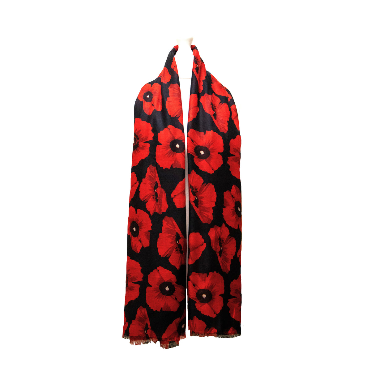 Red poppy and black scarf