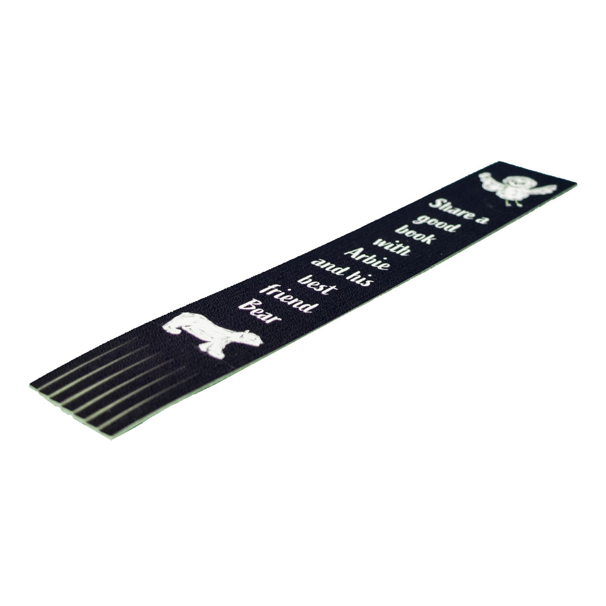 Dark Blue Leather Bookmark with Image  of a Polar Bear and Owl