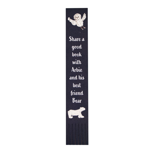 Dark Blue Bookmark with Image  of a Polar Bear and Owl