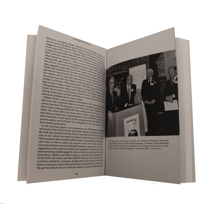 Central pages of Growing Remembrance by David Childs, showing how the text is laid out as well as the full page images.