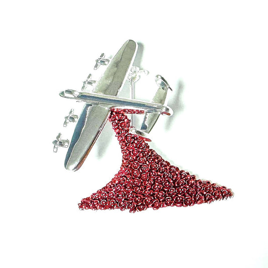 Lancaster Bomber Brooch with Poppies
