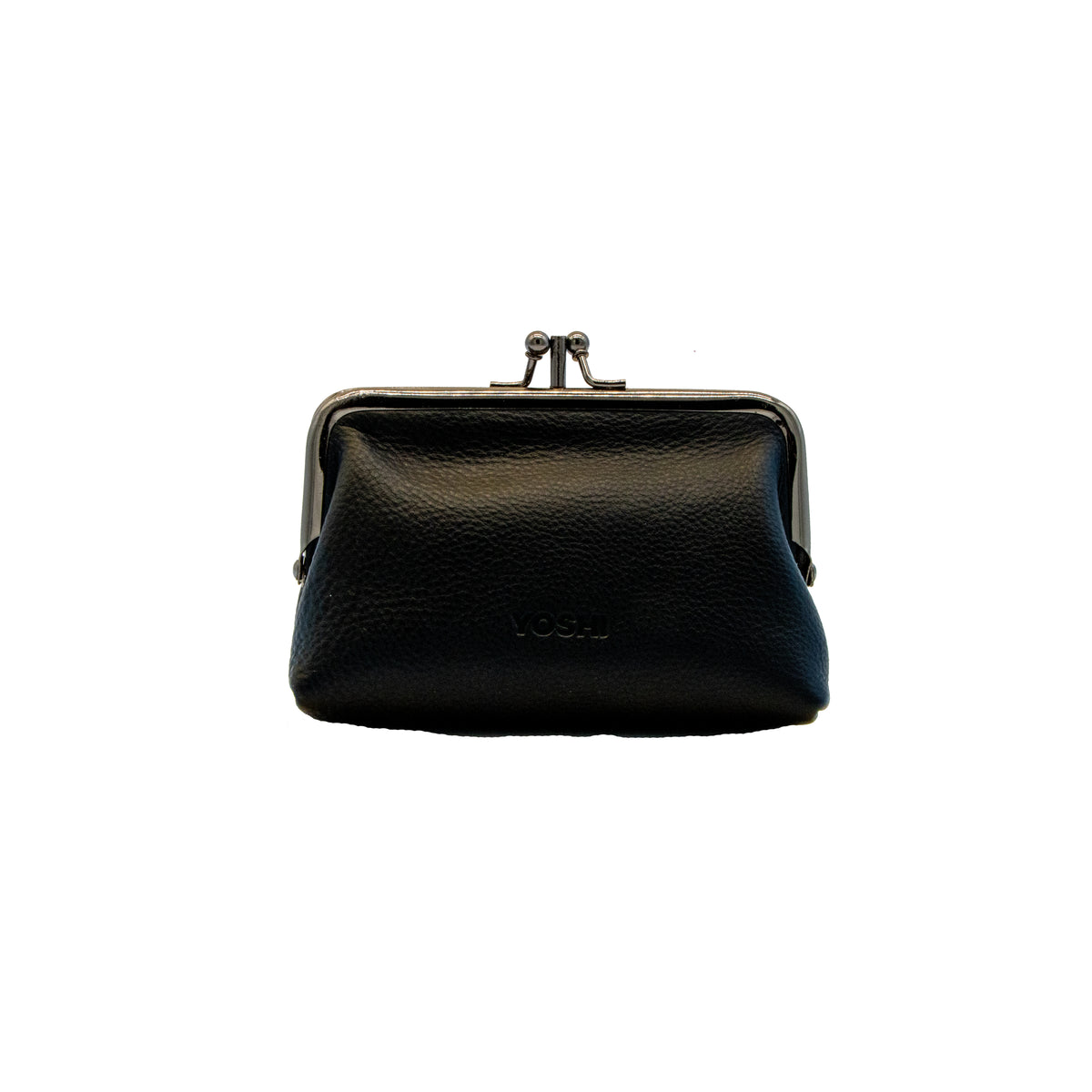 Black leather frame purse 
