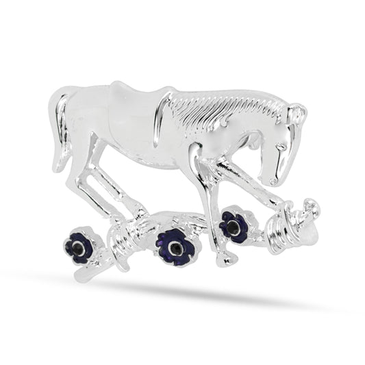Purple poppy war horse brooch
