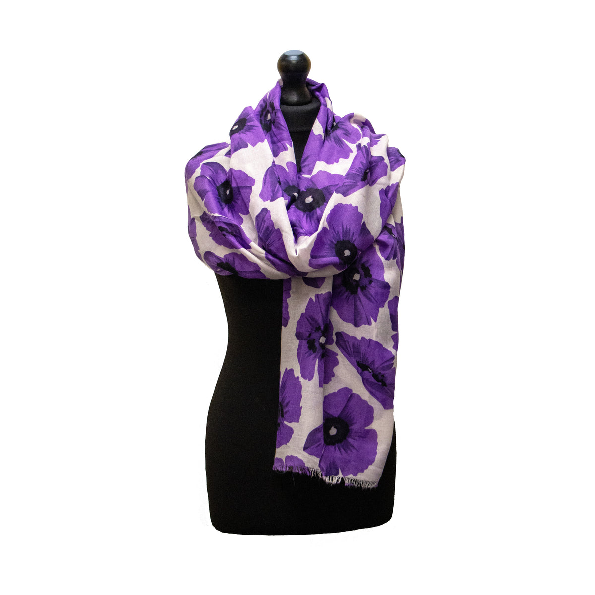 Purple poppy and white scarf