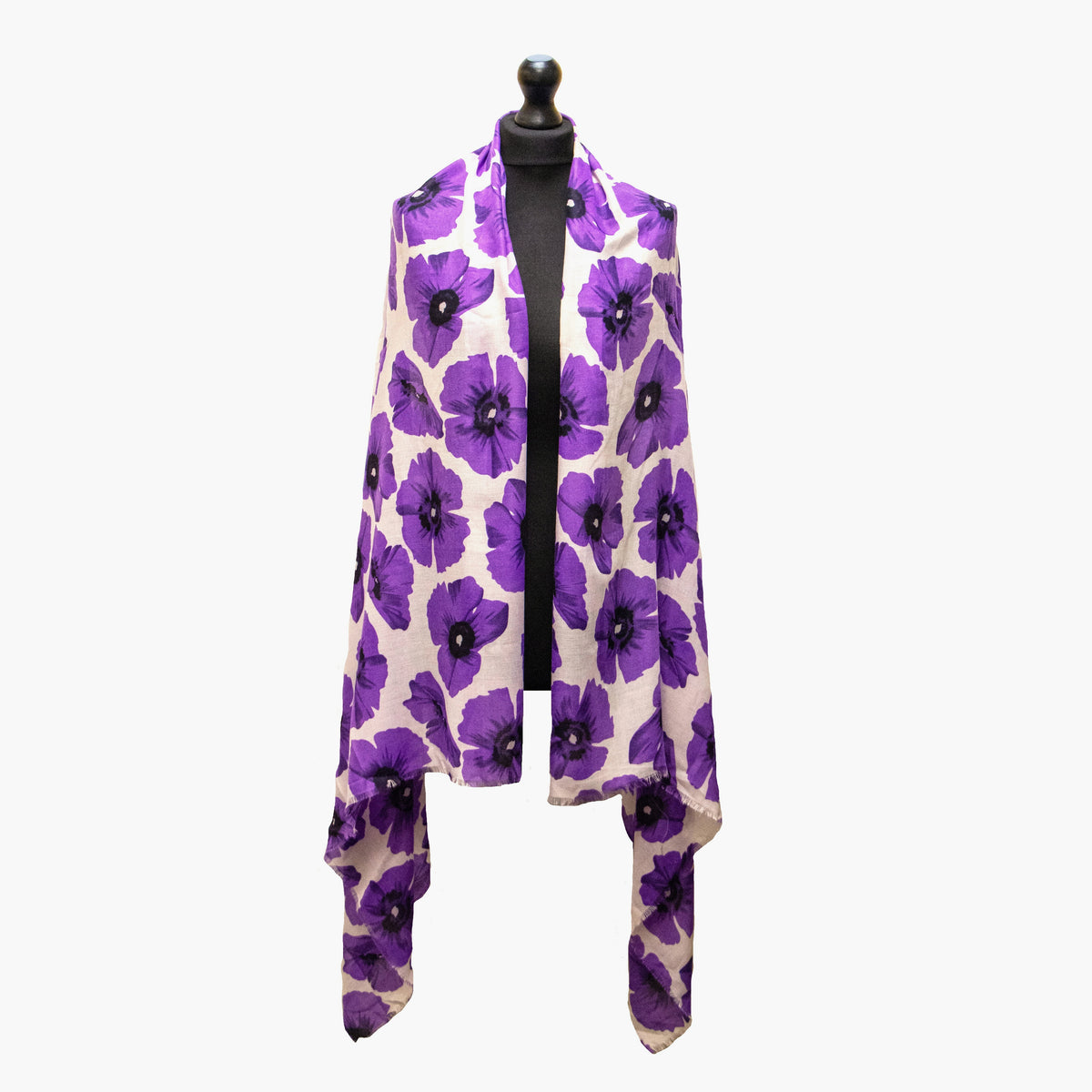 Purple poppy and white scarf