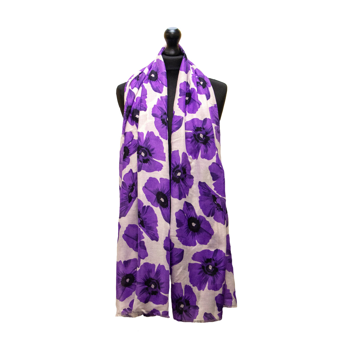 Purple poppy and white scarf