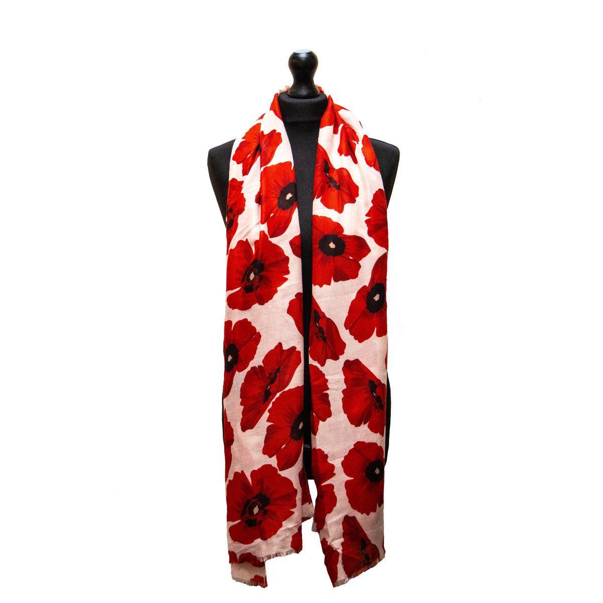 Poppy red and white scarf