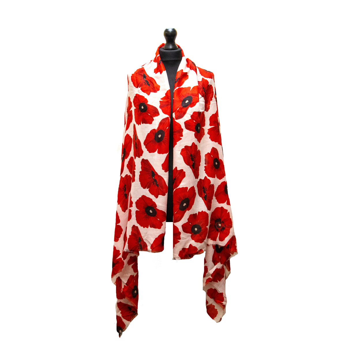 Poppy red and white scarf