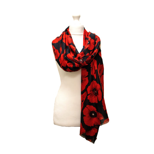 Red poppy and black scarf